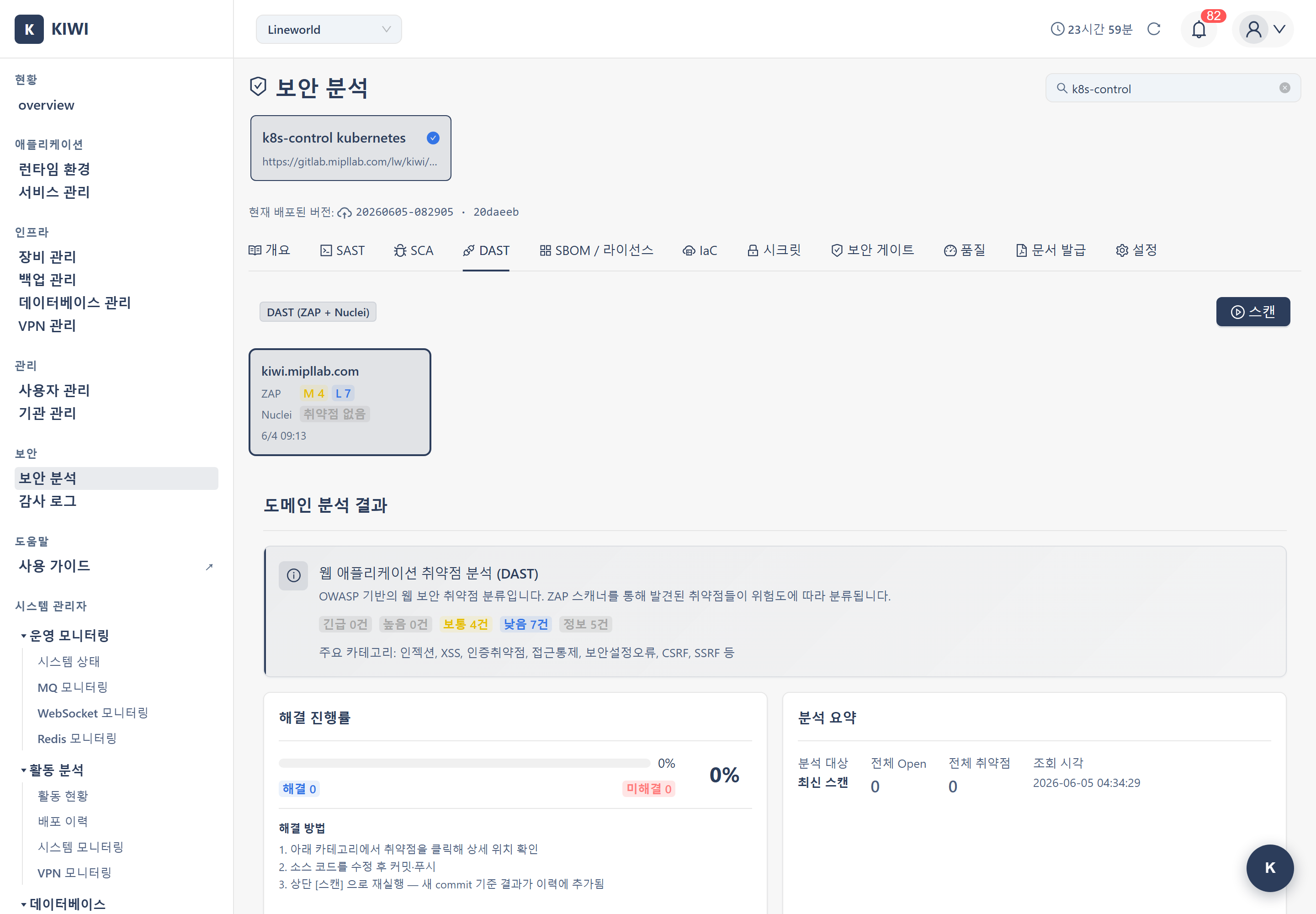 DAST 스캔 결과